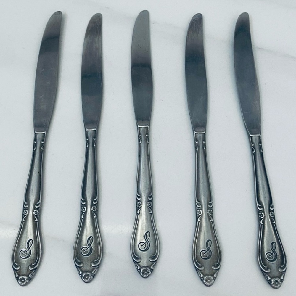 Customcraft Stainless Steel S Monogram Knives 5 Pc Set Taiwan Vintage